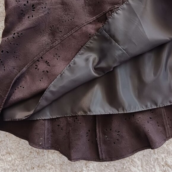 Cleo Skirt Women's Chocolate Brown - size 6: Embossed pattern with eyelets - Picture 7 of 9